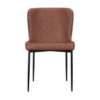 Set of Two Brown And Black Slipcovered Faux Leather And Wood Dining Side Chairs
