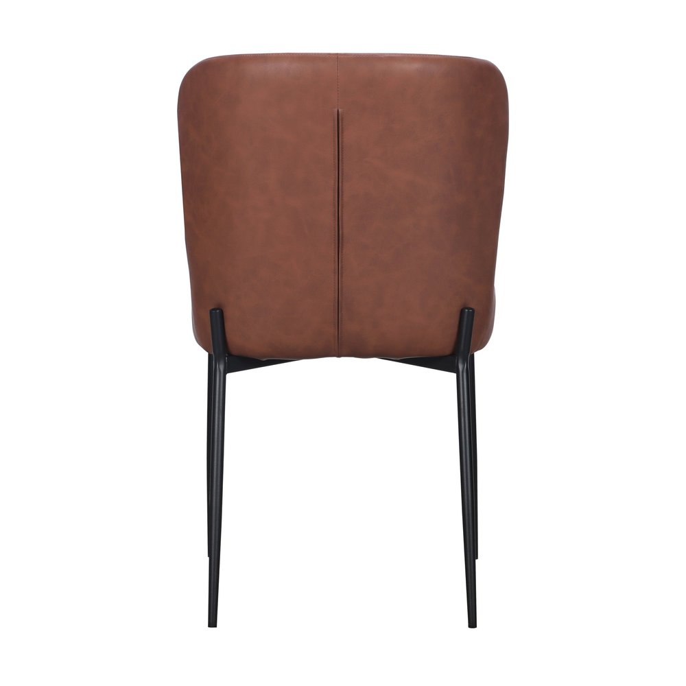 Set of Two Brown And Black Slipcovered Faux Leather And Wood Dining Side Chairs
