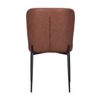 Set of Two Brown And Black Slipcovered Faux Leather And Wood Dining Side Chairs