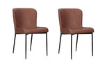 Set of Two Brown And Black Slipcovered Faux Leather And Wood Dining Side Chairs