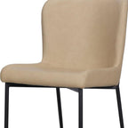 Set of Two Brown And Black Slipcovered Faux Leather And Wood Dining Side Chairs