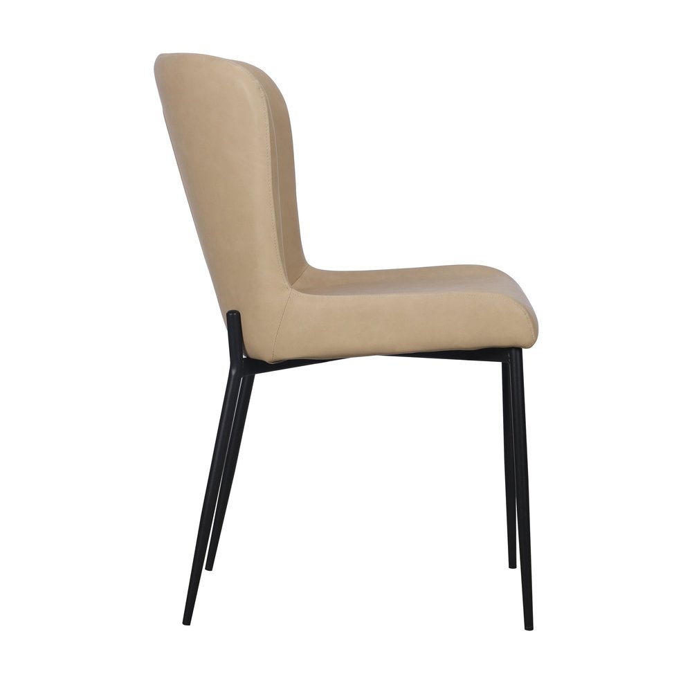 Set of Two Brown And Black Slipcovered Faux Leather And Wood Dining Side Chairs