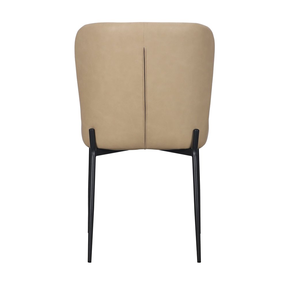 Set of Two Brown And Black Slipcovered Faux Leather And Wood Dining Side Chairs