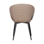 Set of Four Dark Gray And Black Tufted Faux Leather And Wood Partially Open Back Dining Arm Chairs