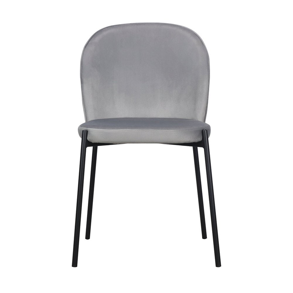 Set of Two Gray And Black Fabric And Wood Dining Side Chairs