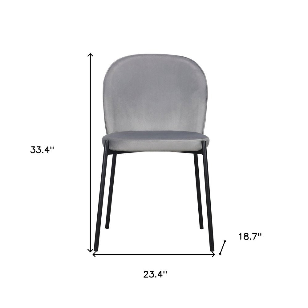 Set of Two Gray And Black Fabric And Wood Dining Side Chairs