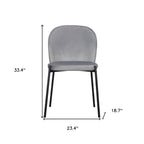 Set of Two Gray And Black Fabric And Wood Dining Side Chairs