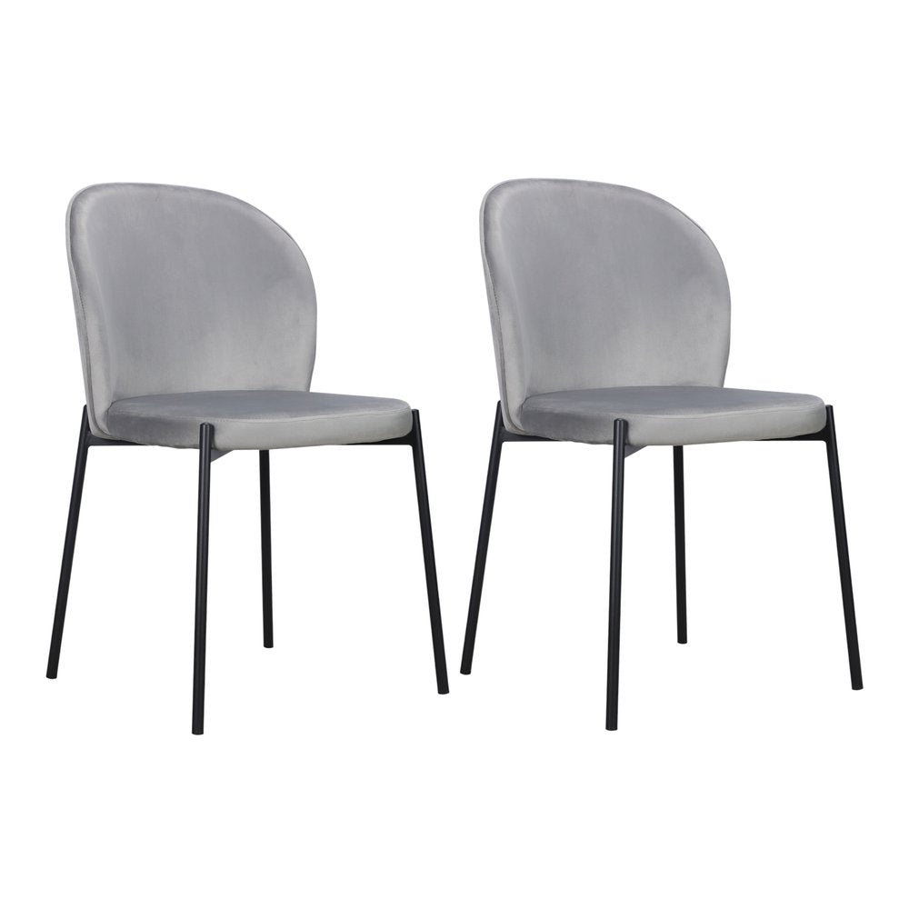 Set of Two Gray And Black Fabric And Wood Dining Side Chairs