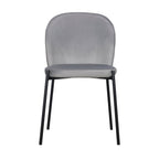 Set of Two Gray And Black Fabric And Wood Dining Side Chairs