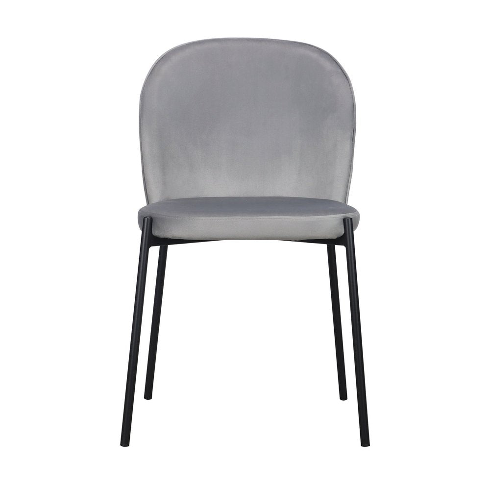 Set of Two Gray And Black Fabric And Wood Dining Side Chairs