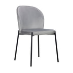 Set of Two Gray And Black Fabric And Wood Dining Side Chairs