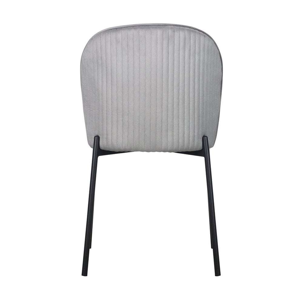 Set of Two Gray And Black Fabric And Wood Dining Side Chairs