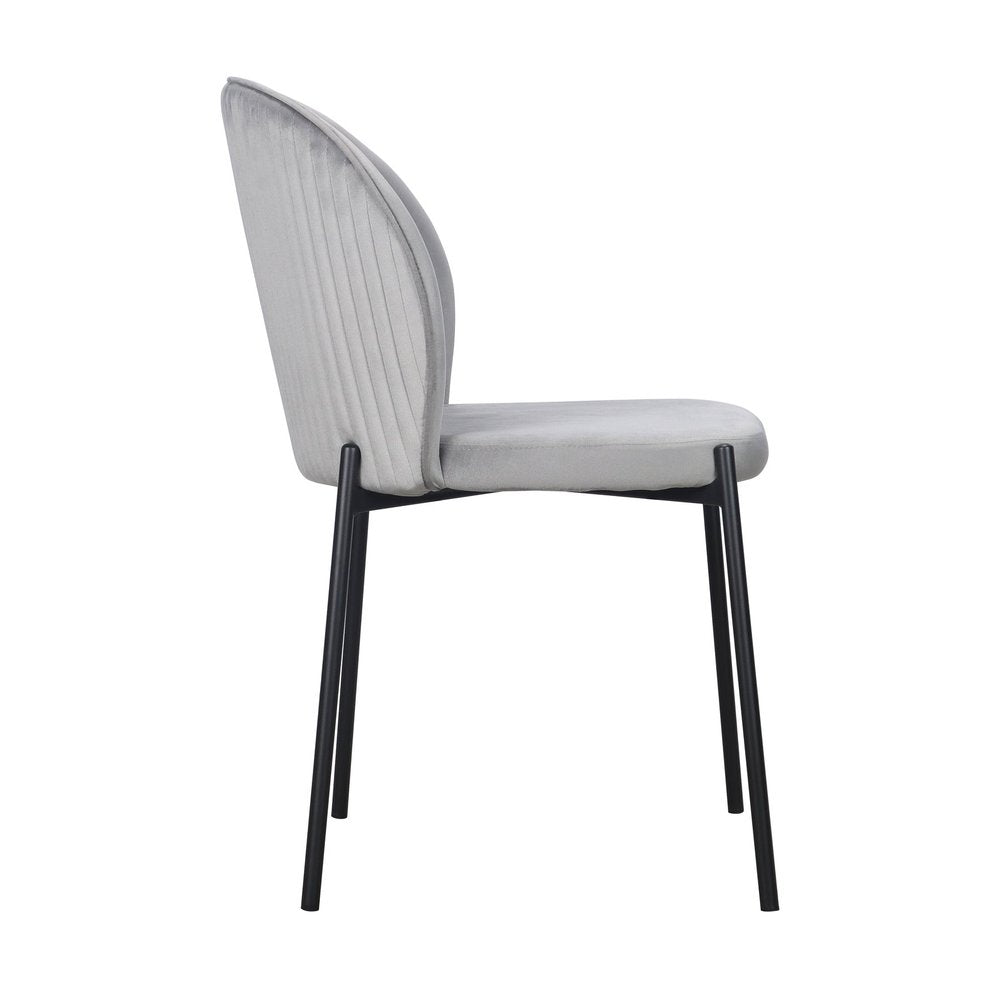 Set of Two Gray And Black Fabric And Wood Dining Side Chairs