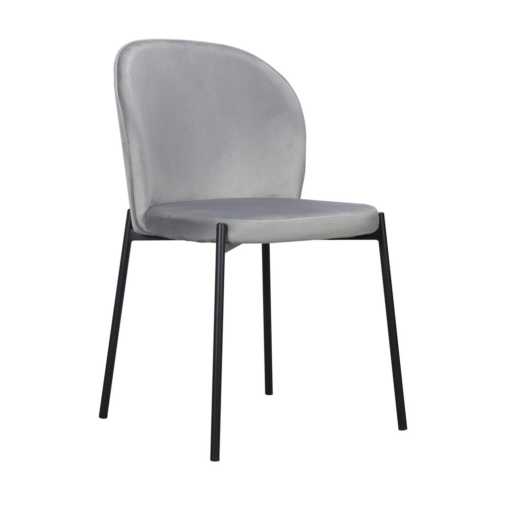 Set of Two Gray And Black Fabric And Wood Dining Side Chairs