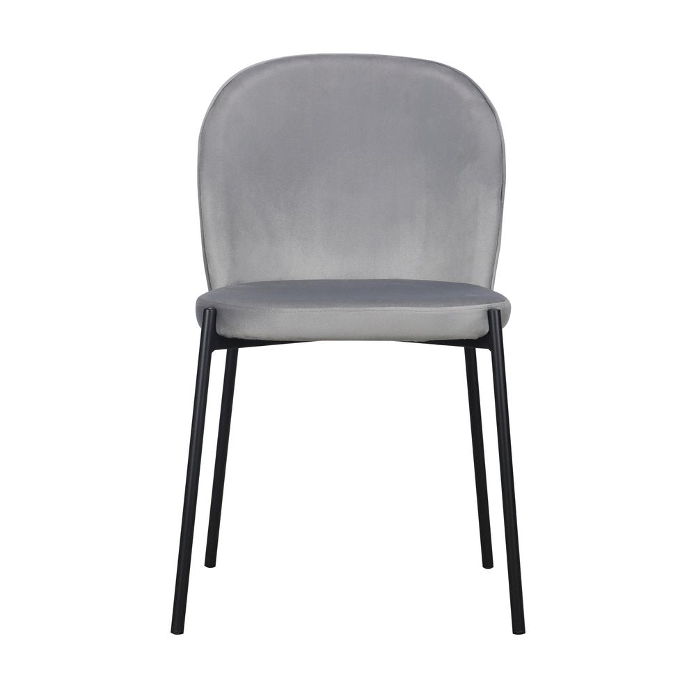 Set of Two Gray And Black Fabric And Wood Dining Side Chairs