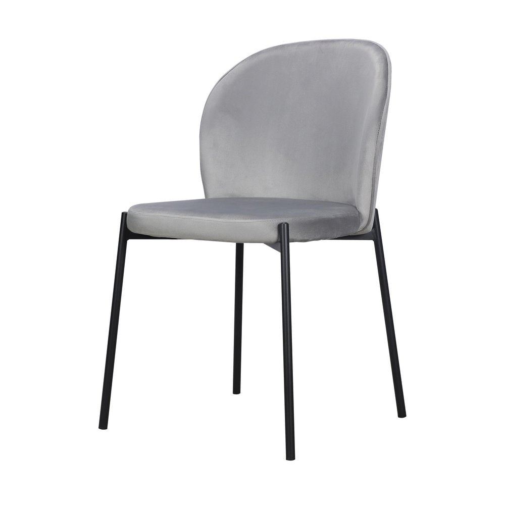 Set of Two Gray And Black Fabric And Wood Dining Side Chairs