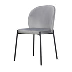 Set of Two Gray And Black Fabric And Wood Dining Side Chairs