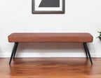 54" Brown and Black Faux Leather Upholstered Dining Bench