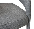 Set of Two Dark Gray Upholstered Linen Open Back Dining Side Chairs