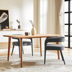 Set of Two Dark Gray Upholstered Linen Open Back Dining Side Chairs