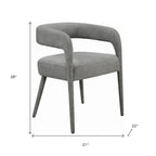 Set of Two Dark Gray Upholstered Linen Open Back Dining Side Chairs
