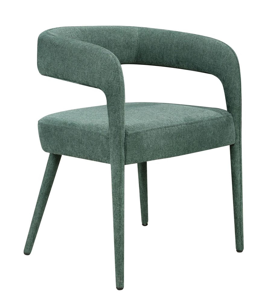 Set of Two Dark Gray Upholstered Linen Open Back Dining Side Chairs