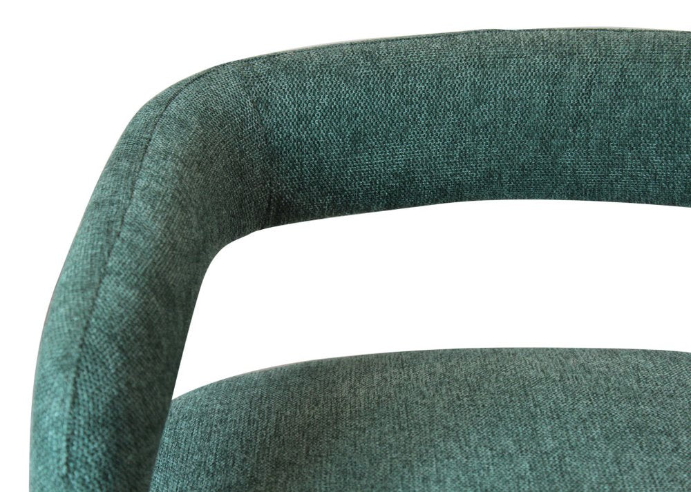 Set of Two Dark Gray Upholstered Linen Open Back Dining Side Chairs