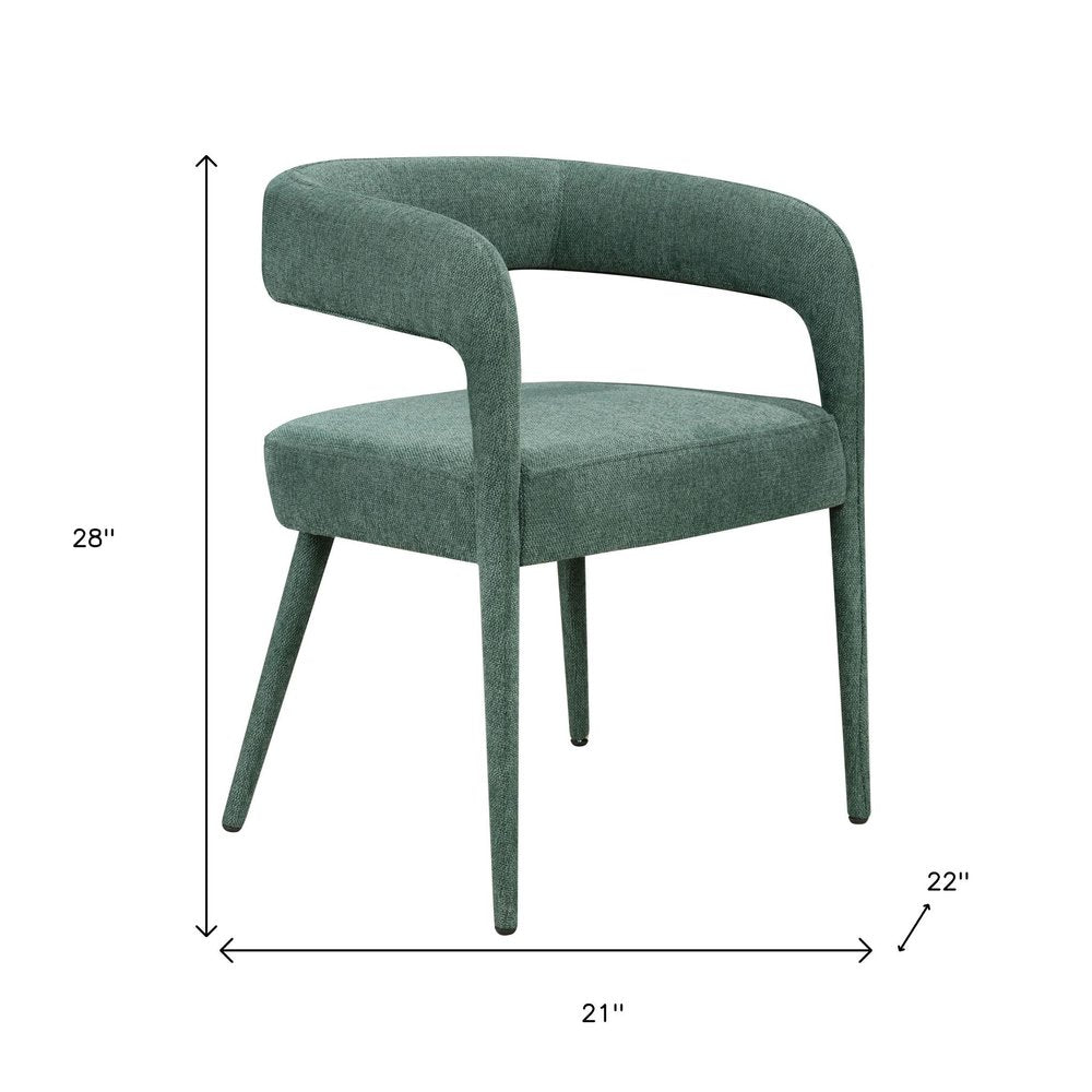 Set of Two Dark Gray Upholstered Linen Open Back Dining Side Chairs