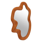 35" Brown Solid Wood Abstract Geometric Framed Accent Mirror