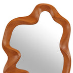 35" Brown Solid Wood Abstract Geometric Framed Accent Mirror