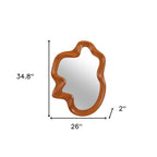 35" Brown Solid Wood Abstract Geometric Framed Accent Mirror