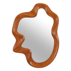 35" Brown Solid Wood Abstract Geometric Framed Accent Mirror