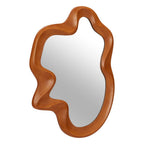 35" Brown Solid Wood Abstract Geometric Framed Accent Mirror