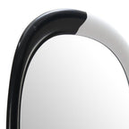 31" Black And White Steel Oval Geometric Framed Accent Mirror