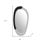 31" Black And White Steel Oval Geometric Framed Accent Mirror