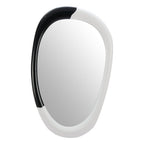 31" Black And White Steel Oval Geometric Framed Accent Mirror