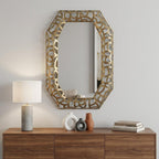 35" Bronze Octagonal Steel Framed Accent Mirror