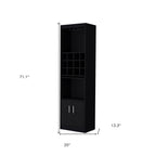 71" Black Wood Bar Cabinet With Two Doors