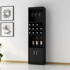 71" Black Wood Bar Cabinet With Two Doors