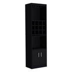 71" Black Wood Bar Cabinet With Two Doors
