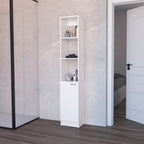 13" White Wood Single Door Linen Cabinet