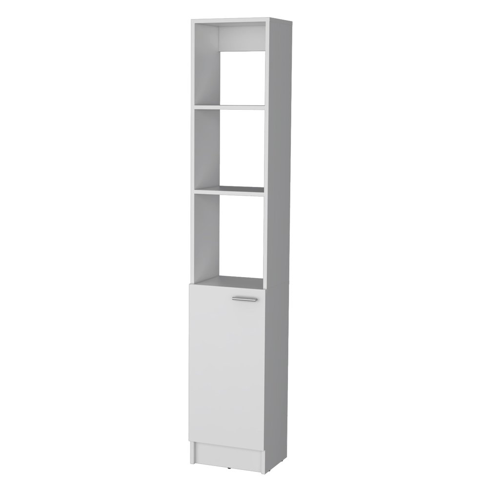 13" White Wood Single Door Linen Cabinet