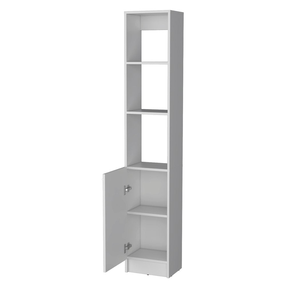13" White Wood Single Door Linen Cabinet