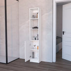 13" White Wood Single Door Linen Cabinet