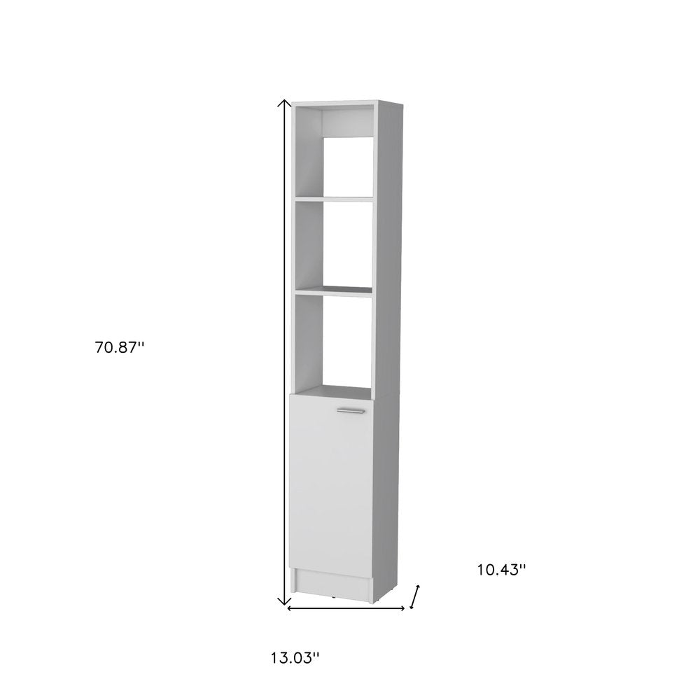 13" White Wood Single Door Linen Cabinet