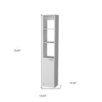 13" White Wood Single Door Linen Cabinet