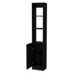 13" Black Wood Single Door Linen Cabinet