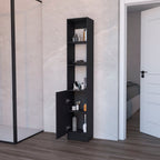 13" Black Wood Single Door Linen Cabinet