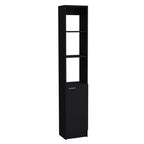 13" Black Wood Single Door Linen Cabinet