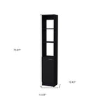 13" Black Wood Single Door Linen Cabinet